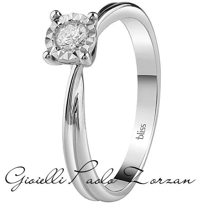 Anello Bliss Rugiada Solitario in Oro Bianco e Diamanti 20081296