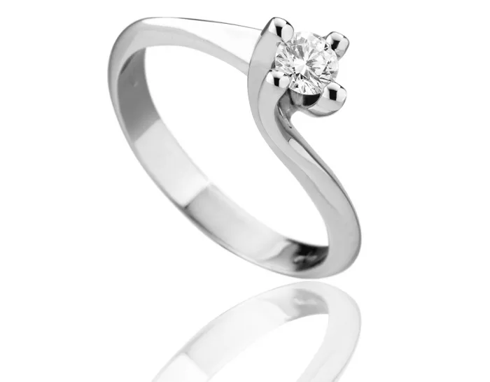 Anello solitario Roger Gems con Diamante IF 0.18ct G IF in oro bianco 18kt mod. Valentino