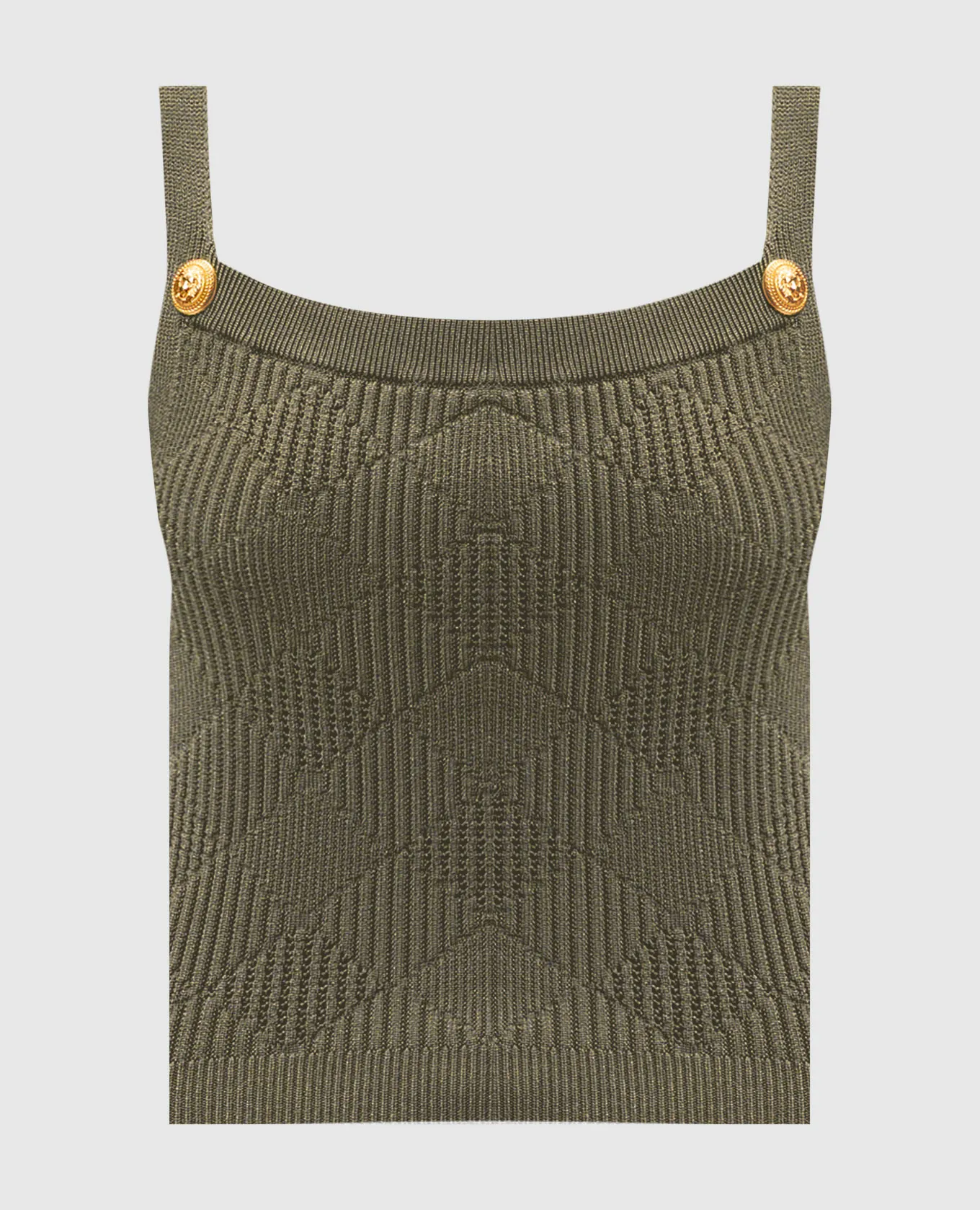 Balmain Top verde con fantasia geometrica DF0AB051KH60