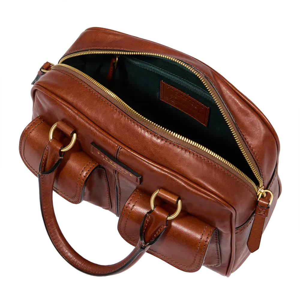 BAULETTO THE BRIDGE FLORA IN PELLE 042454 01 14 MARRONE/ORO