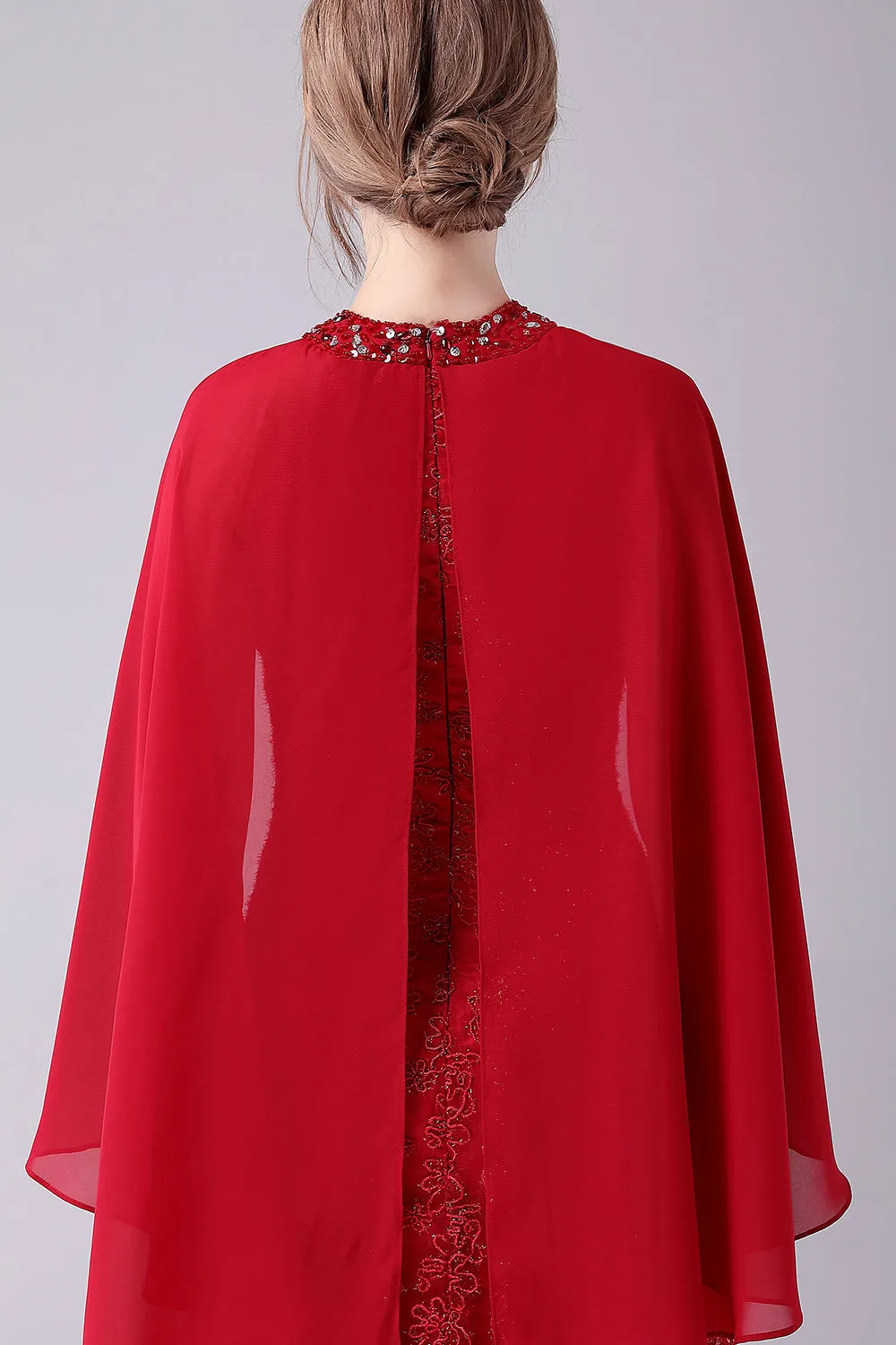 Borgogna A-Line pavimento-lunghezza madre della sposa abito con appliques
