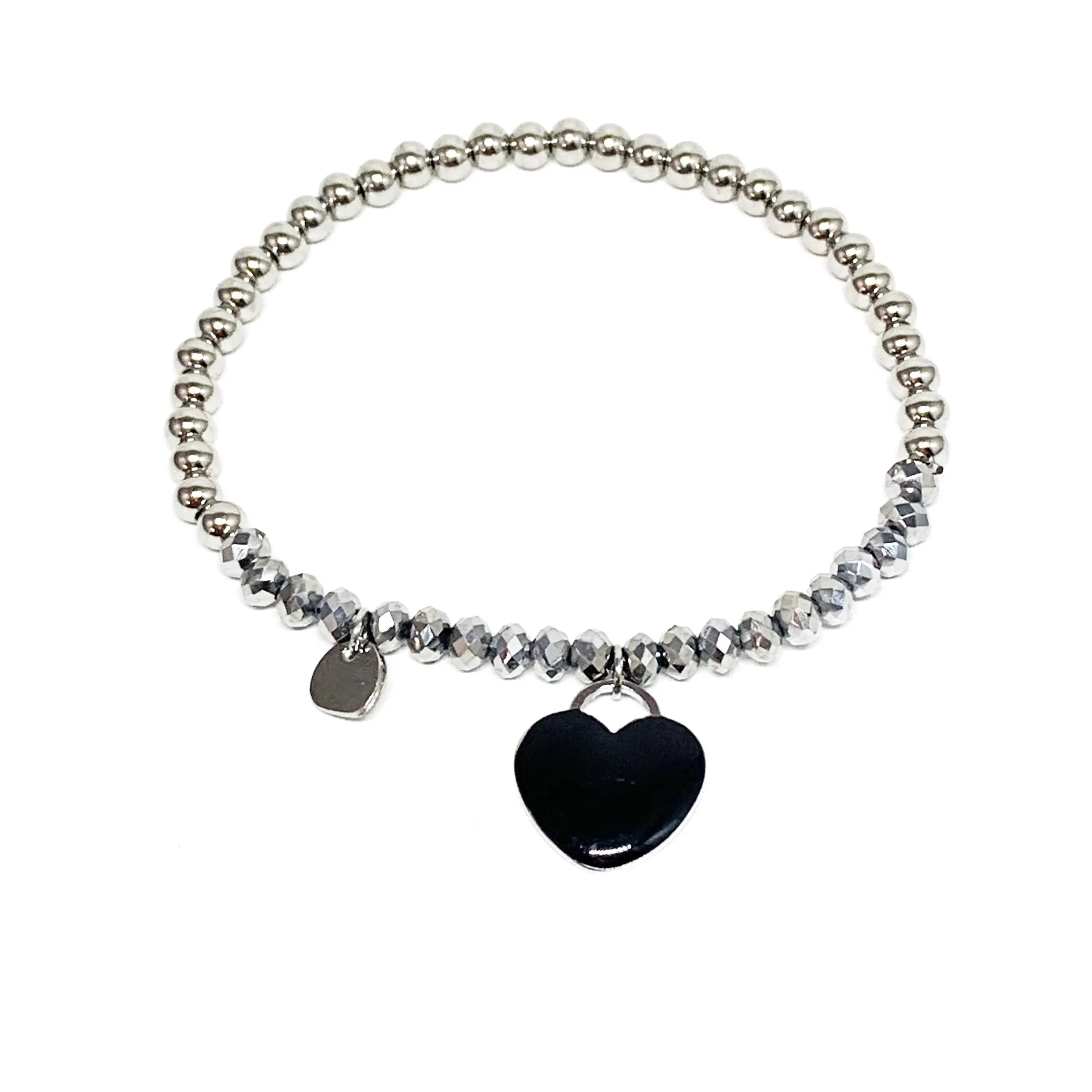 BRACCIALE CUORICINO SMALTATO NERO
