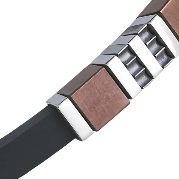Bracciale in caucciù con inaserti smaltati rosa    