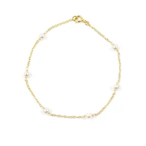 Bracciale in oro giallo con perle 4 mm