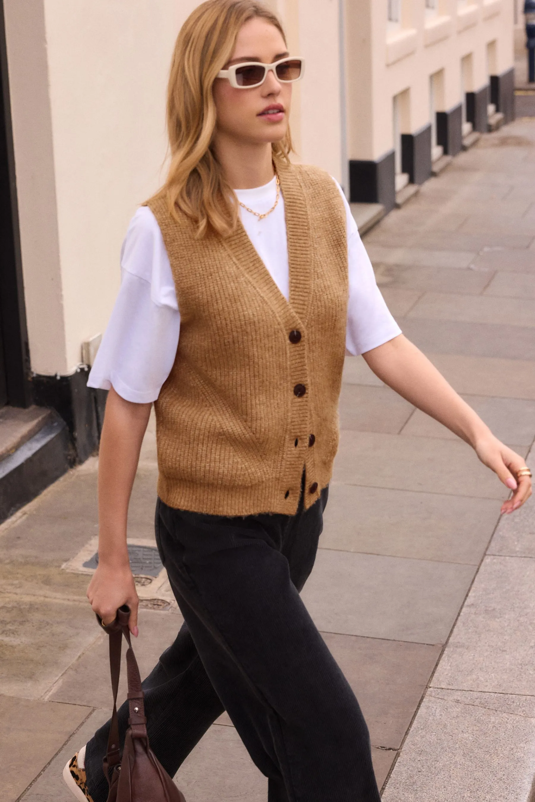 Button Front Knitted Waistcoat    