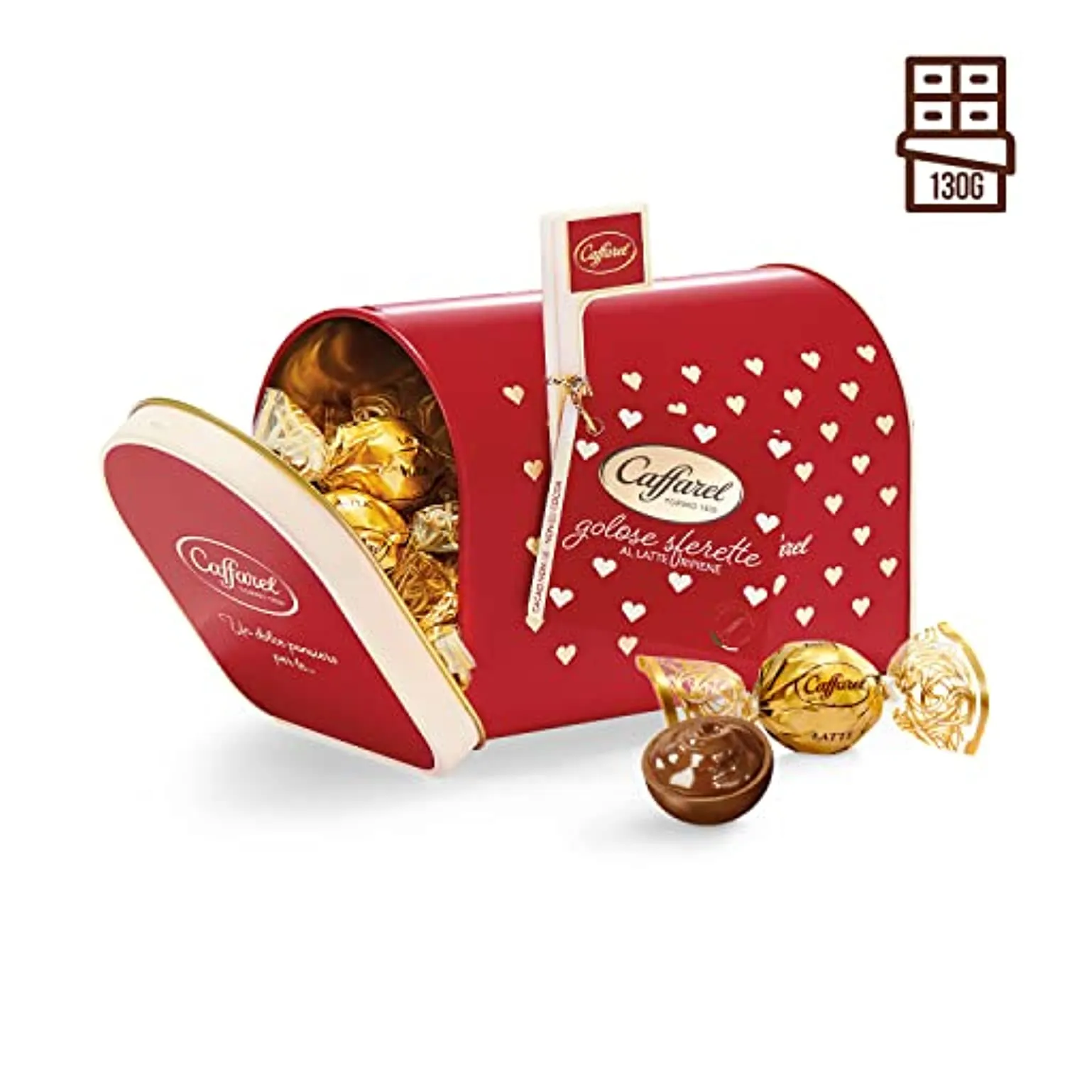 Caffarel Regalo di San Valentino, Cioccolatini Dentro Buca delle Lettere in Metallo, 130g