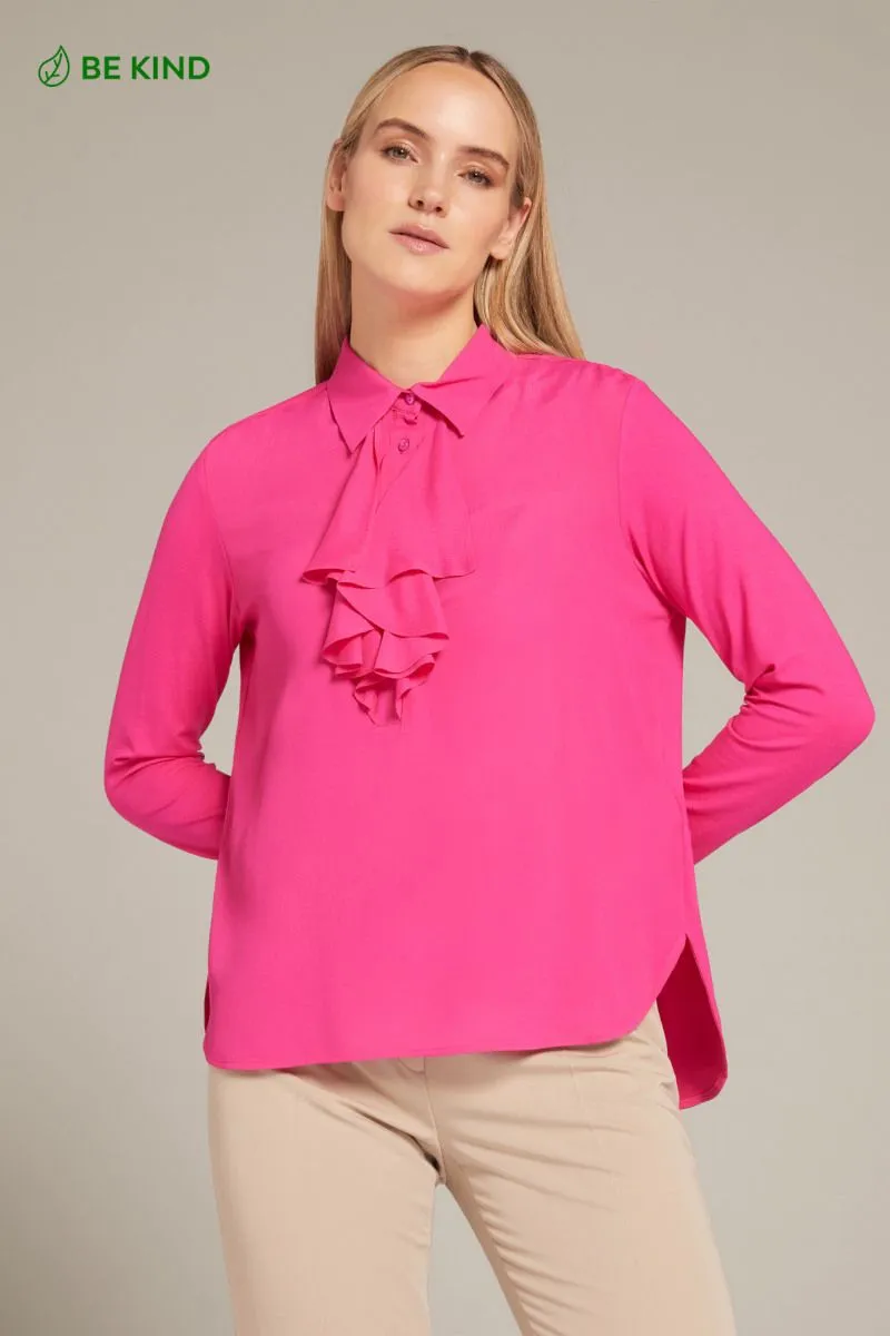 Camicia con jabot in viscosa riciclata donna Fucsia