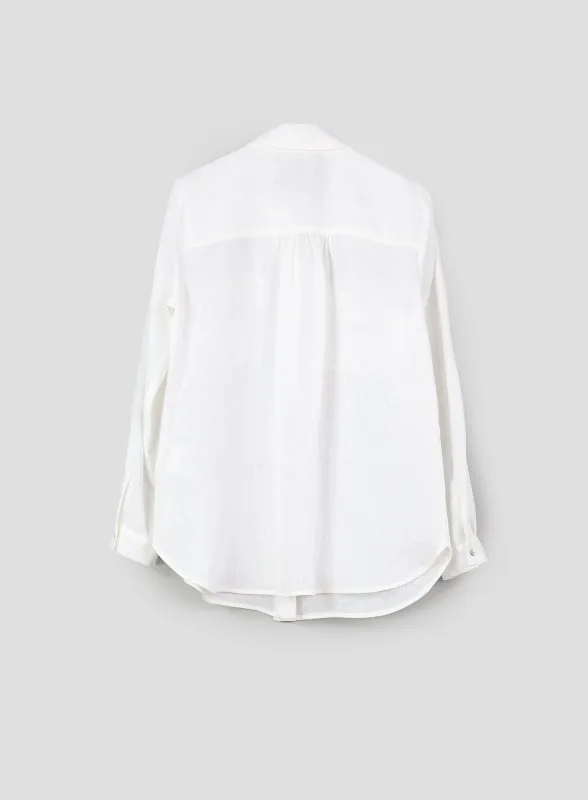 Camicia in puro lino bianco ottico - iBlues