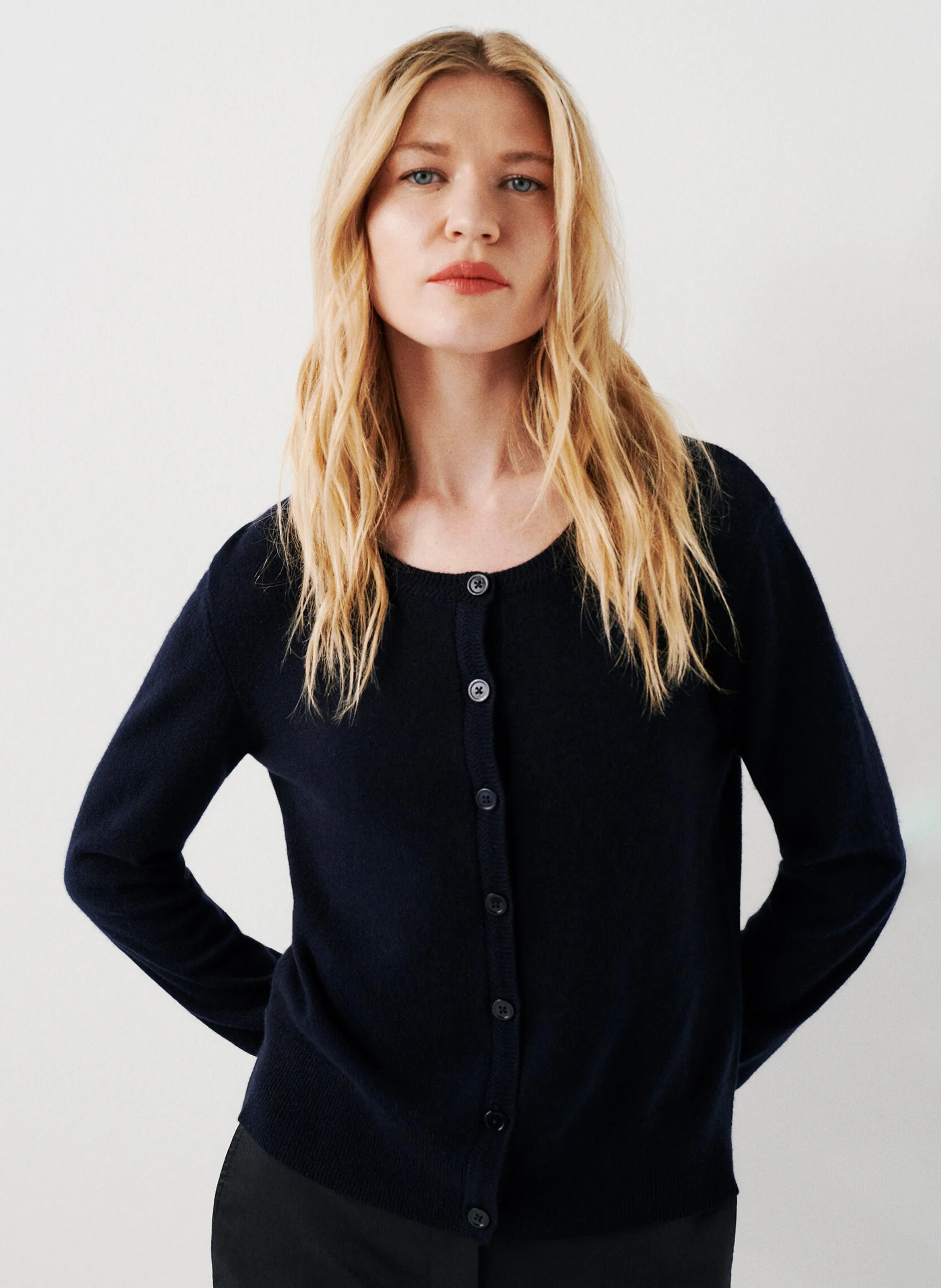  CAROLL   MCAROLINE - Cardigan diritto con collo tondo in cachemire | Blu