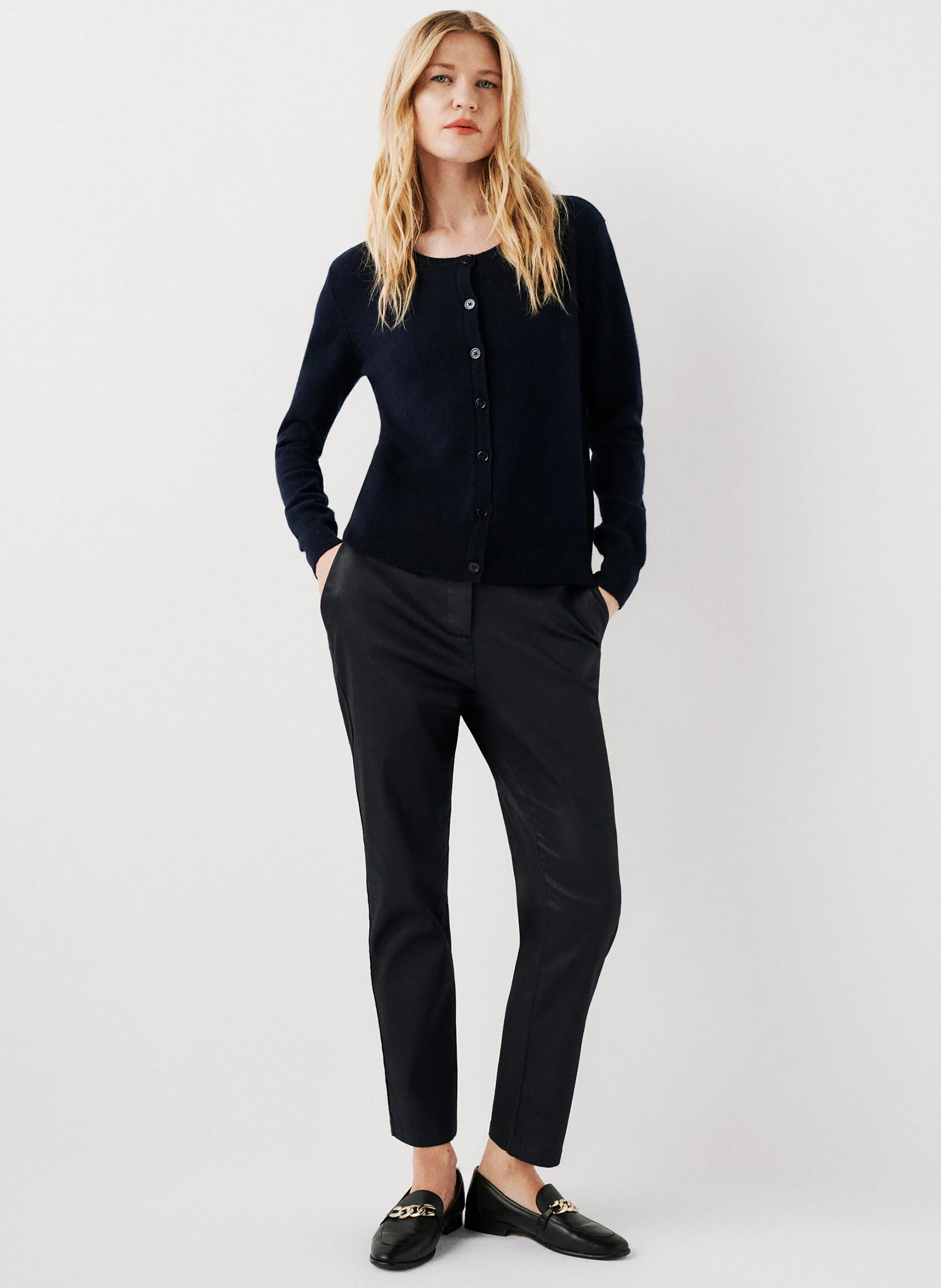  CAROLL   MCAROLINE - Cardigan diritto con collo tondo in cachemire | Blu