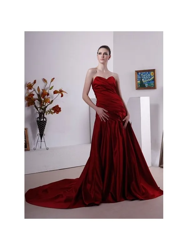 CHRISTINE - Abito da Sposa colorato economico A-line Scollo a cuore con strascico