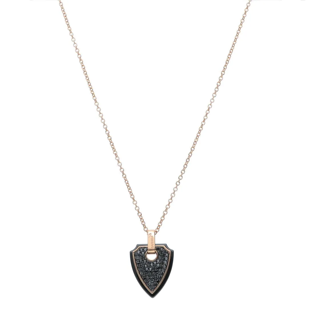 Collana da uomo in oro rosa e ceramica con diamanti 0.63 ct