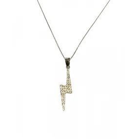 COLLANA FULMINE AMORE IN ORO BIANCO 18 KT CON ZIRCONI BIANCHI TAGLIO BRILLANTE