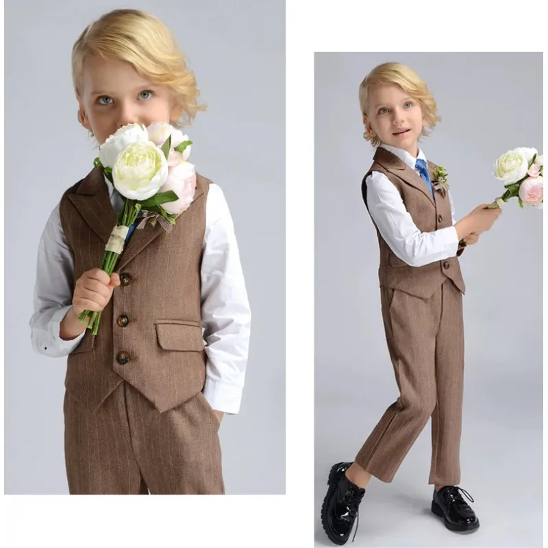 Completo cerimonia marrone bambino / ragazzo 5 pezzi 90 - 160 cm