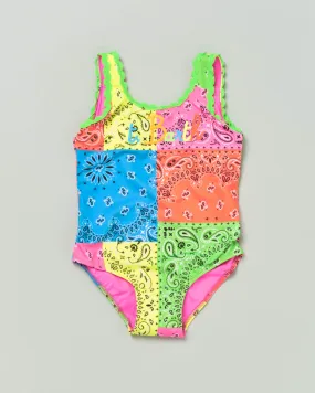 Costume interno a canotta con stampa a bandana multicolor 4-12 anni