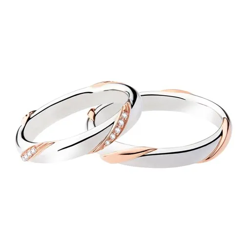 Fedi Polello in Oro Bianco e Rosa con Diamanti 2895