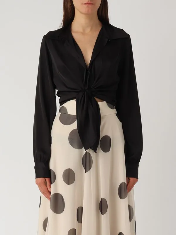 GIADA CURTI  Camicia donna Giada Curti cropped in satin con nodo Nero