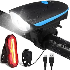 Gobikey Luci Biciclette LED, Anteriore e Posteriore USB Ricaricabile e Impermeabile IP65, 1200 mAh luci MTB per Uomini Donne, Ba