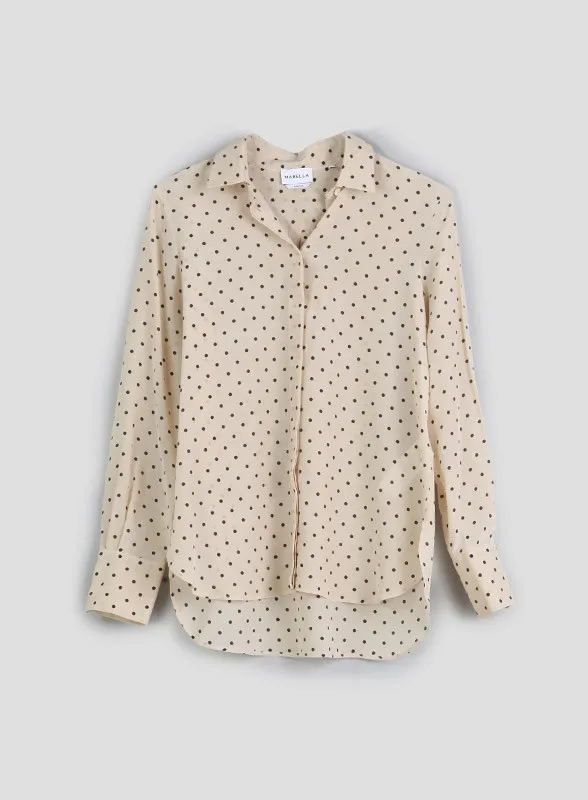 IDONEO CAMICIA BEIGE POIS NERO