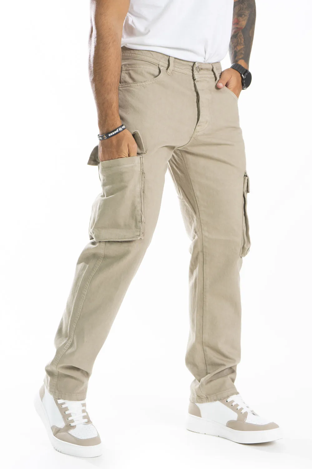 Jeans Uomo Cargo Baggy Tinta Unita Art. Js335