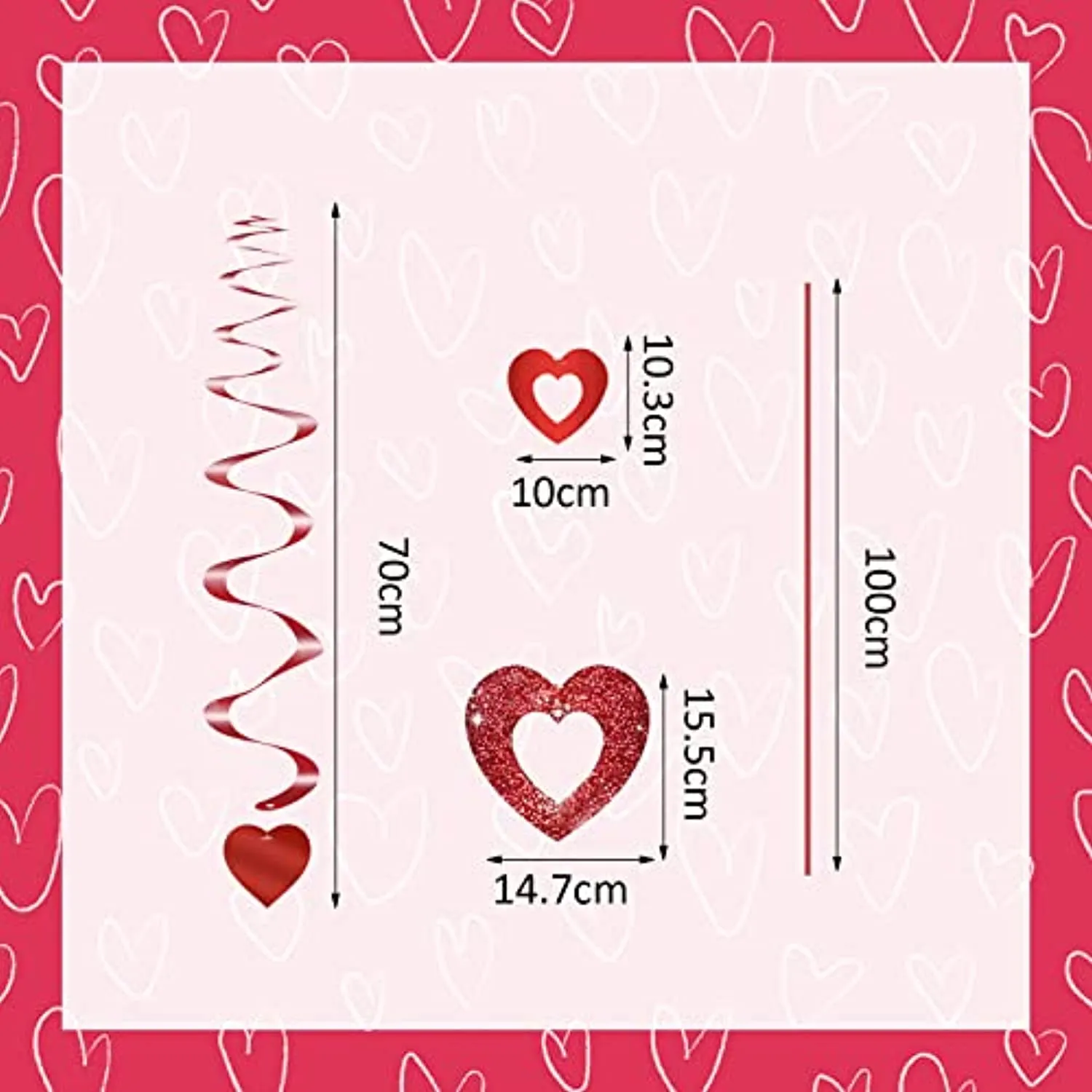 LANMOK 38pcs Cuore Rosso Appese Decorazioni Cuore Rosso Ghirlande Appese 20pz A Forma di Cuore Appeso Stringa 18pz Cuore Turbini