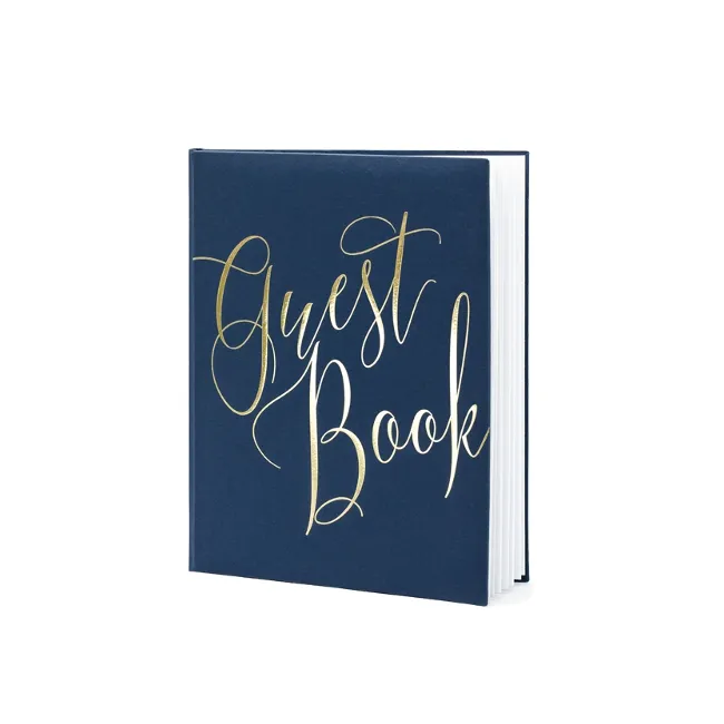 Libro degli ospiti libro delle firme in blu con scritte in oro