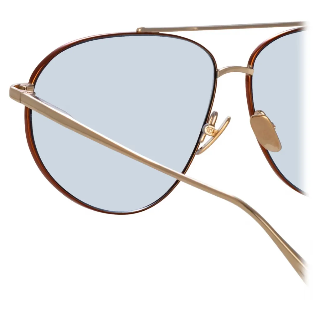 Linda Farrow - Occhiali da Sole Gabriel Oversized in Oro Chiaro Blu - LFL1391C3SUN - Linda Farrow Eyewear