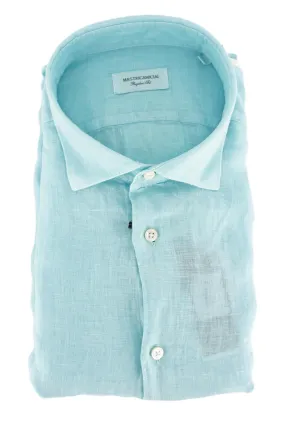 Linen Shirt with Soft Collar / Light Blue