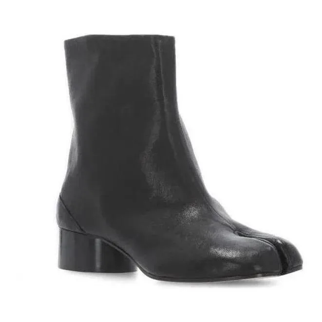 Maison Margiela Black Leather Tabi Boots Black 
