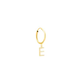 Mono Orecchino A Cerchio Lettera E Toujours Oro Giallo 375/1000 Diametro 15 mm Cubic Zirconia Bianco 1416876