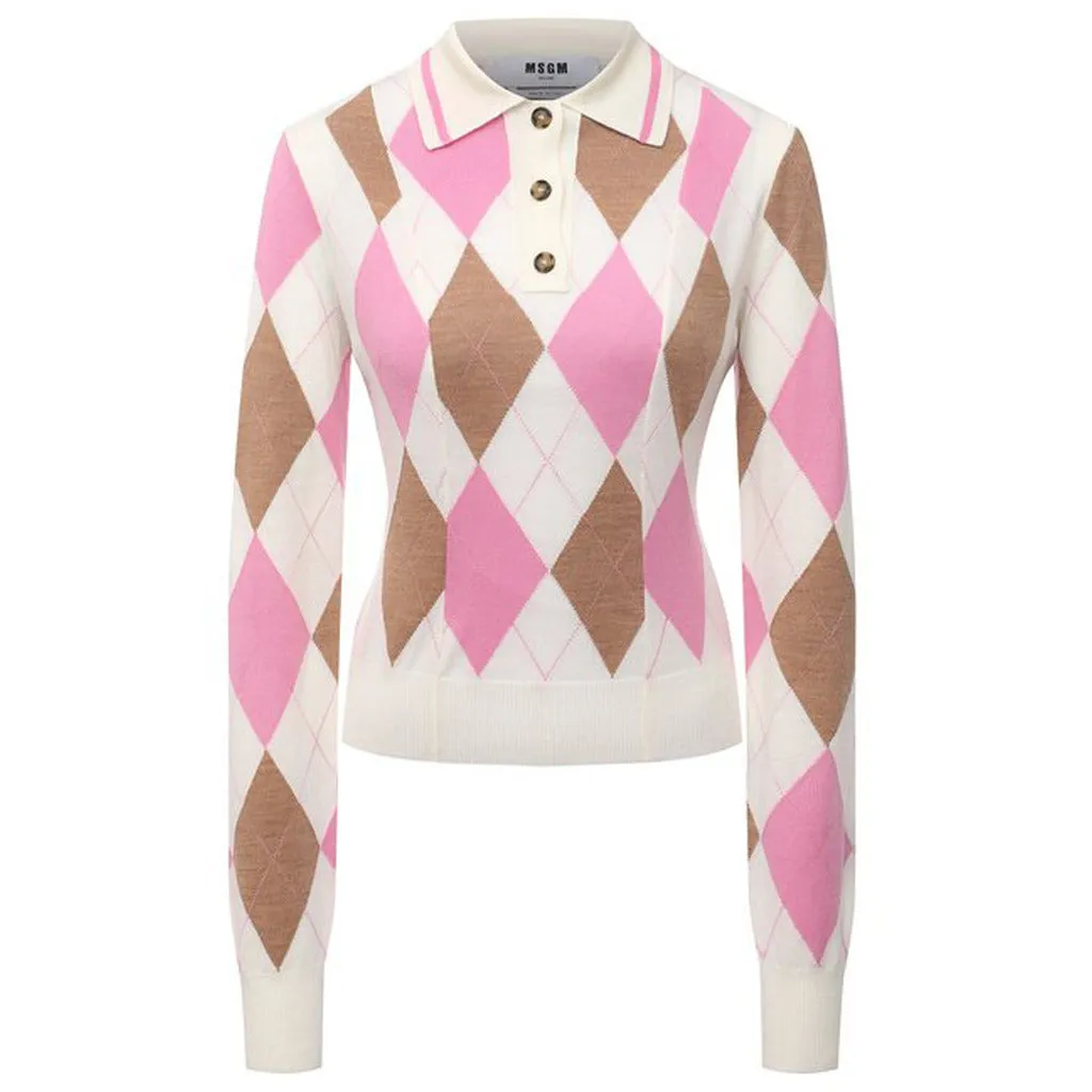 Msgm maglioncino polo multicolore   