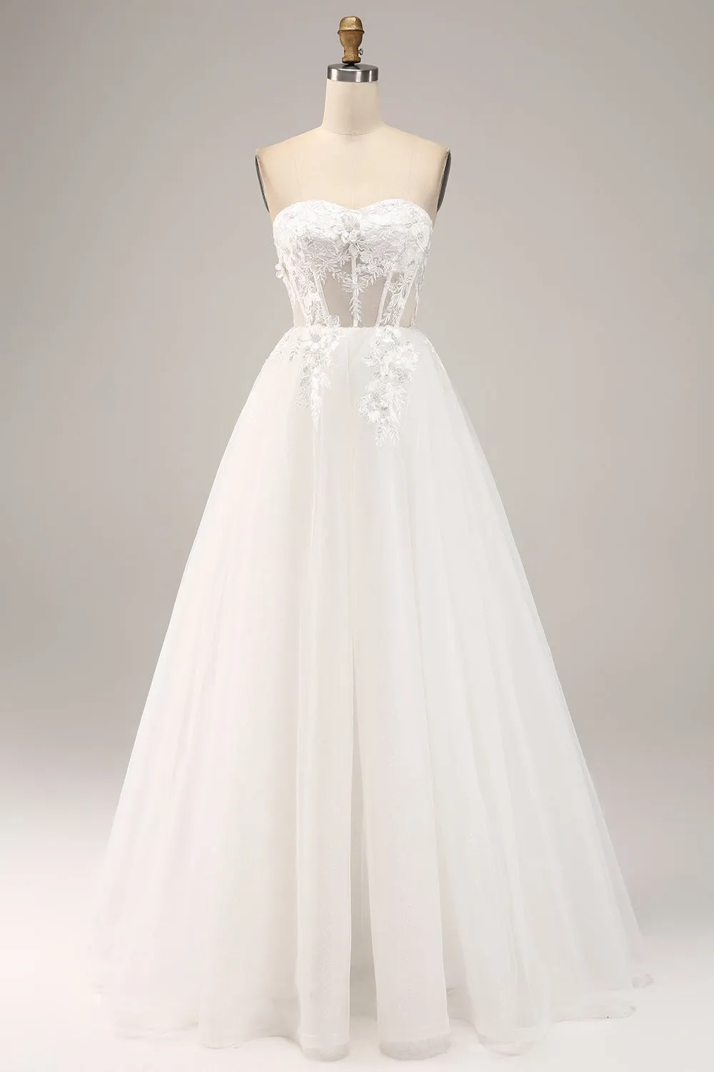 Off the Shoulder Abito da sposa in tulle con applicazioni