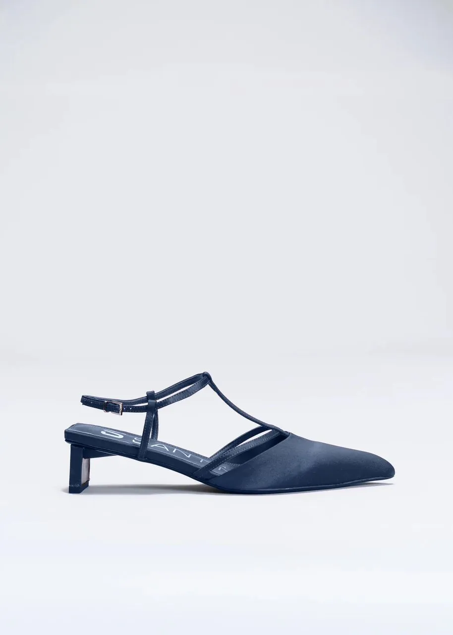 PETRA - DECOLLETE BLU NAVY IN RASO DI SETA