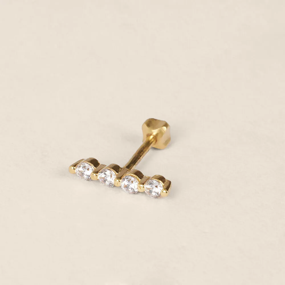 Piercing Orecchio Helix Flat Bon Ton Oro Giallo 375/1000 Cubic Zirconia Bianco 1432617
