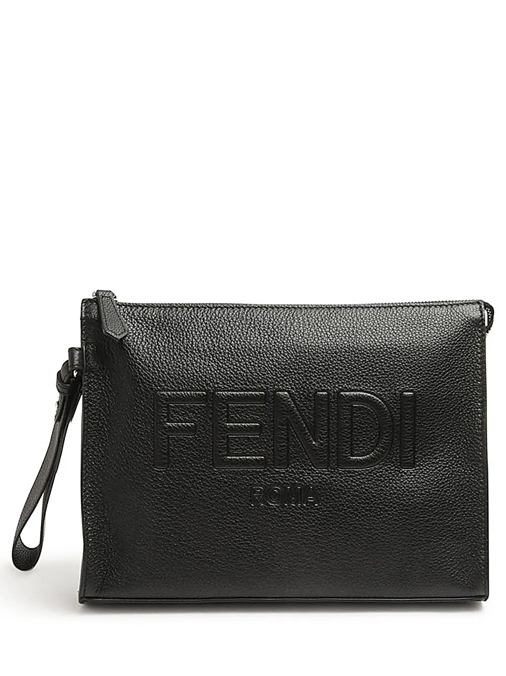 Pouch Piatta Fendi Roma Leather-Pouch in pelle nera