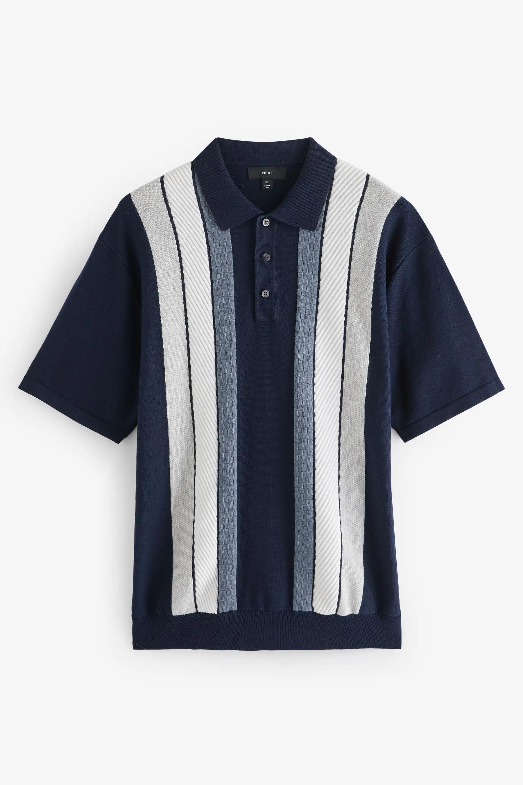 Regular - Fit Knitted Stripe Cotton Textured 100% Cotton Polo Shirt    