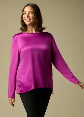 ROSA THEA  T-shirt curvy in raso a manica lunga donna