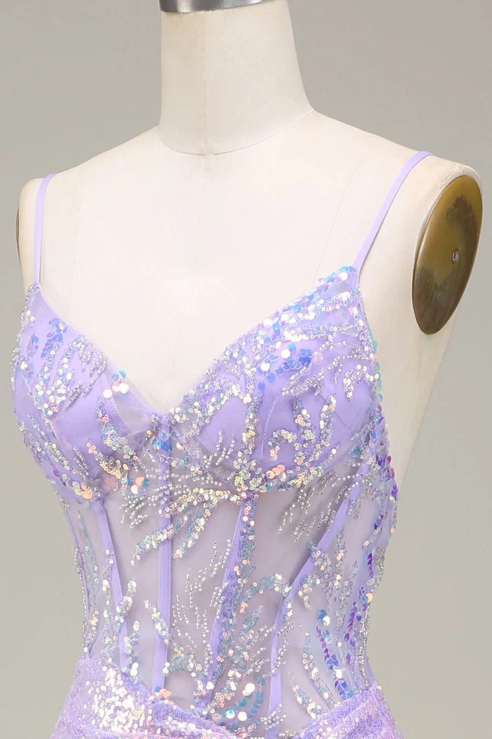 Sparkly Mermaid LighT Abito da ballo corsetto viola con fessura