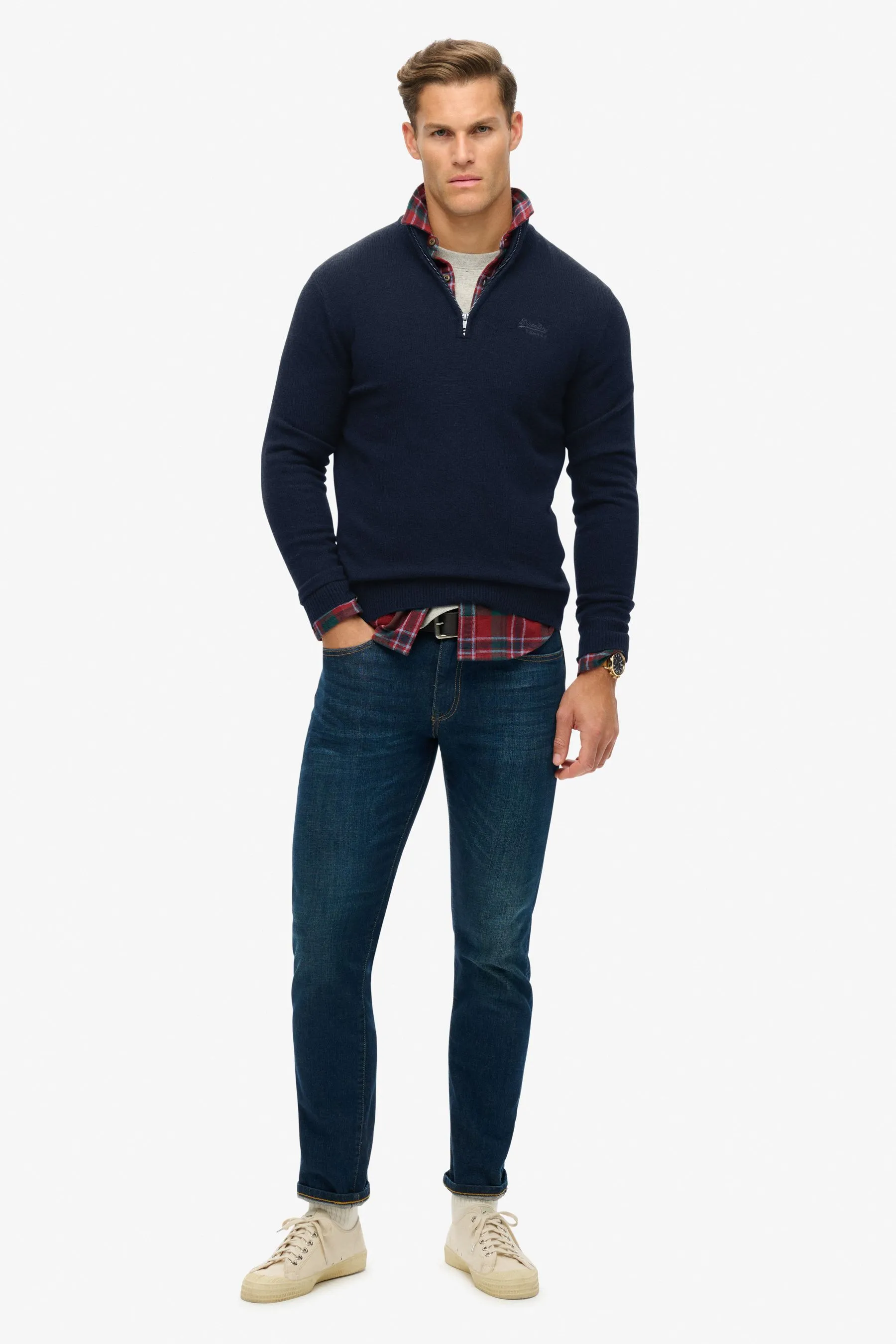 Superdry Essential Embroidered Knit Half Zip Jumper    
