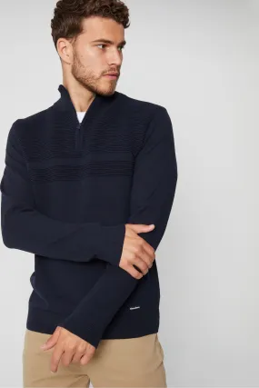 Threadbare Rib Detail Knitted 1/4 Zip Jumper    
