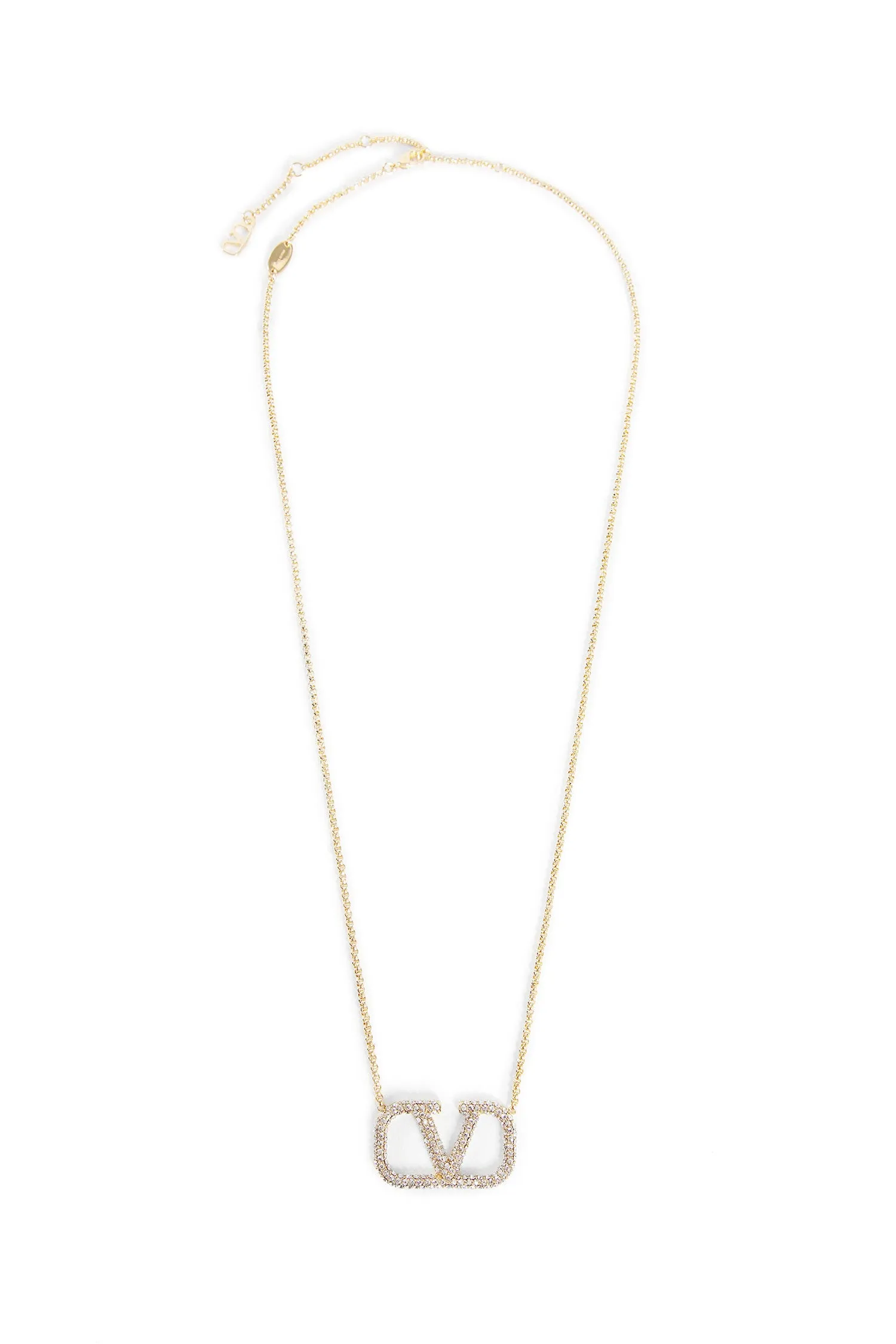 valentino  crystal vlogo necklace 