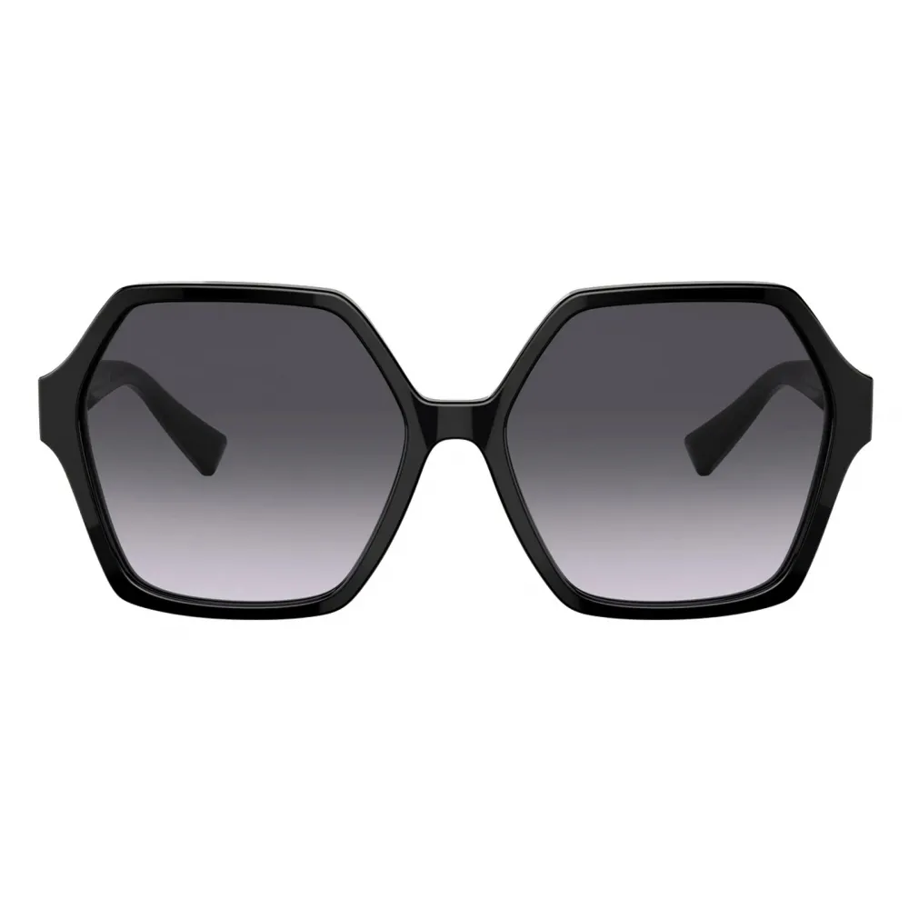 Valentino - Occhiale da Sole Esagonale in Acetato VLogo Signature - Nero - Valentino Eyewear