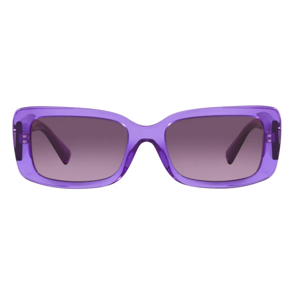 Valentino - Occhiale da Sole Rettangolare in Acetato Vlogo Signature - Viola - Valentino Eyewear