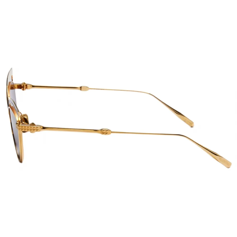 Valentino - Occhiale da Sole V - Glassliner Cat-Eye in Titanio - Oro Giallo Grigio Scuro - Valentino Eyewear
