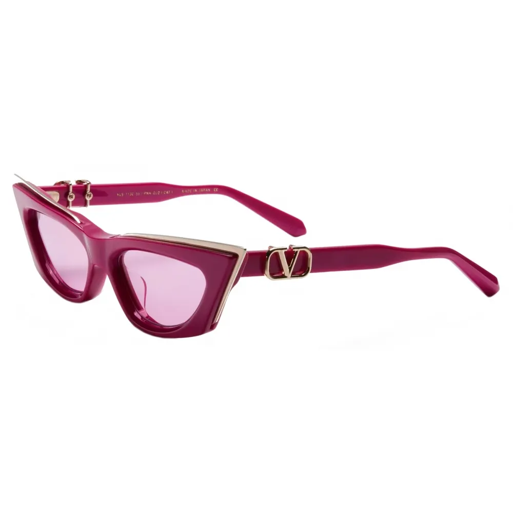 Valentino - Occhiali da Sole V - Goldcut I Robusto Acetato Scolpito con Inserto in Titanio - Rosa Oro Bianco