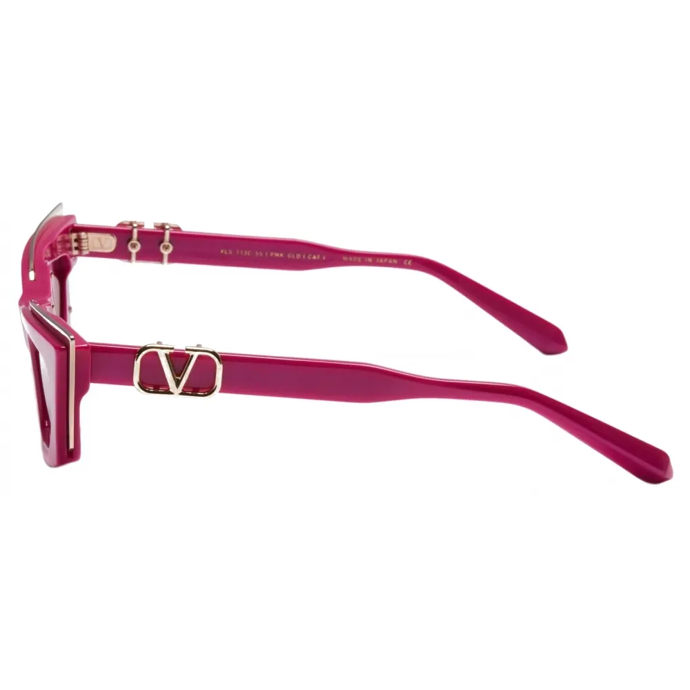 Valentino - Occhiali da Sole V - Goldcut I Robusto Acetato Scolpito con Inserto in Titanio - Rosa Oro Bianco