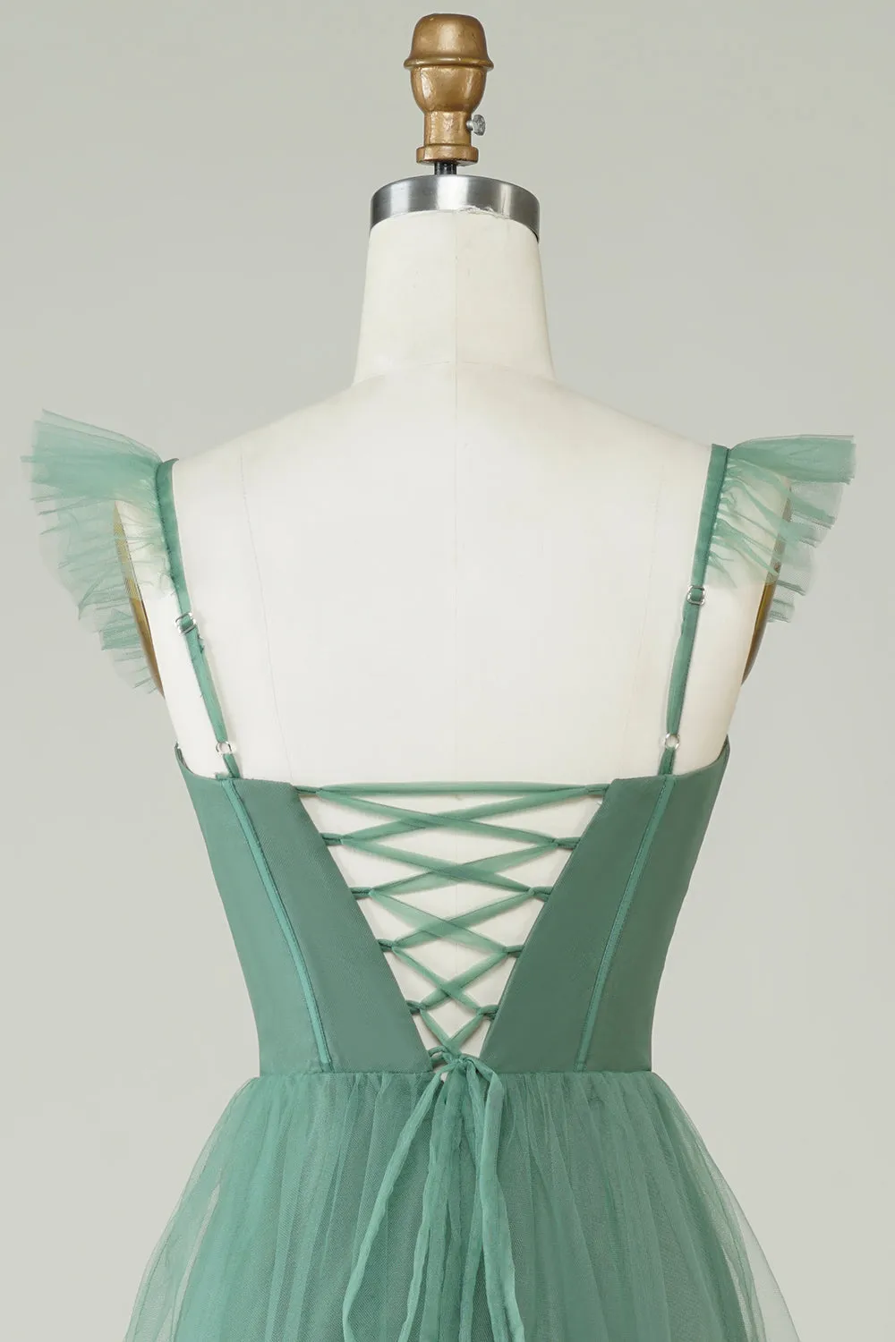 Viola A Line Tulle a più livelli plissettato abito lungo da ballo con fessura